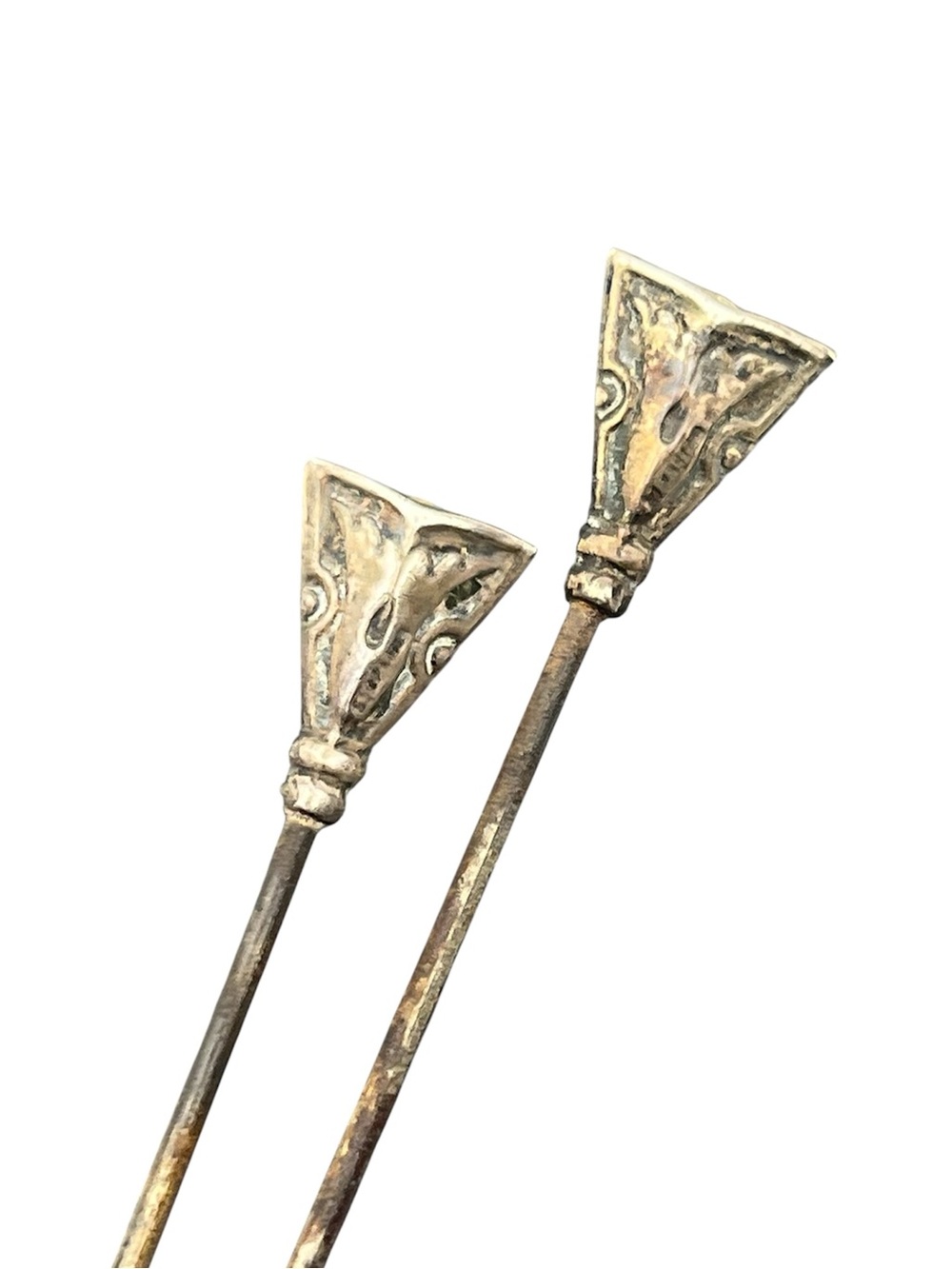Art Nouveau repousse sterling silver embossed hat stick pins vintage antique